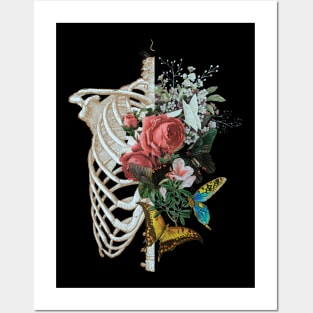 ribcage and flowers Posters and Art